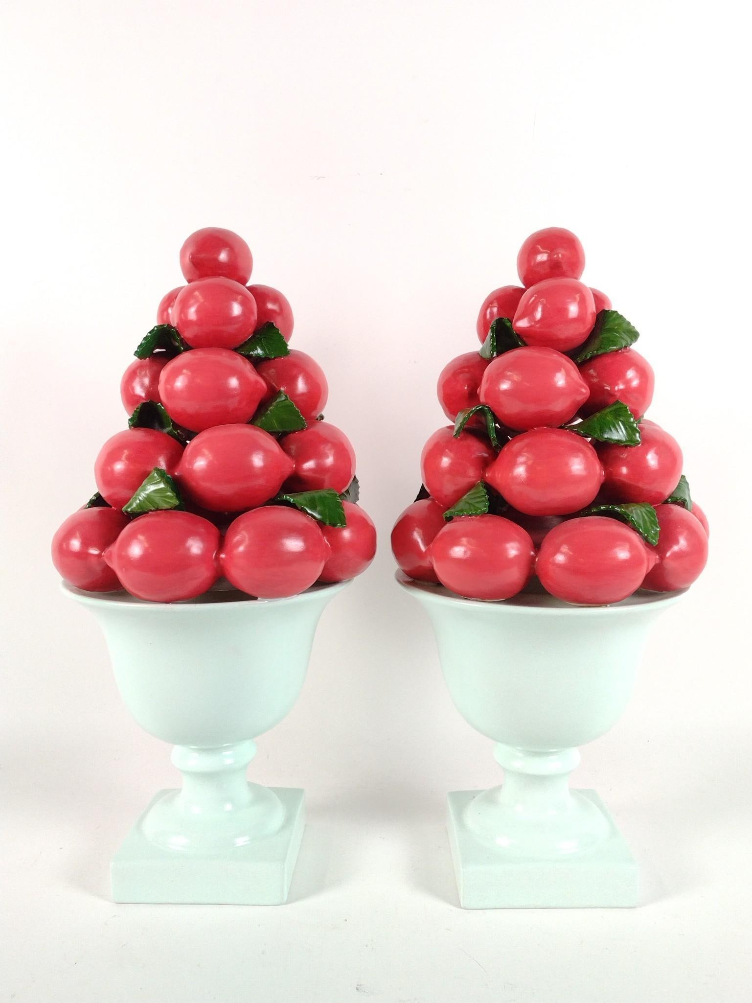 Pr Great City Traders Pink Lemon Sculputes: Each 9" diameter x 18-1/2" to 19" high.