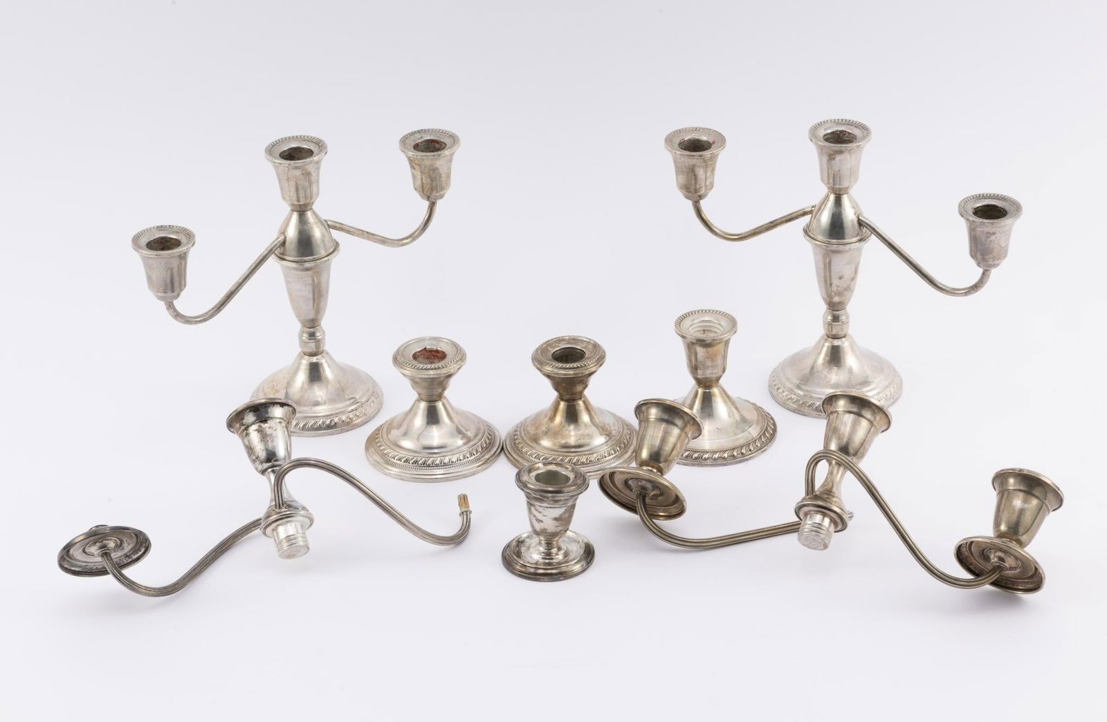 8 Pcs Sterling Silver Candle Holders incl. Weighted Candelabras (1 of 7)