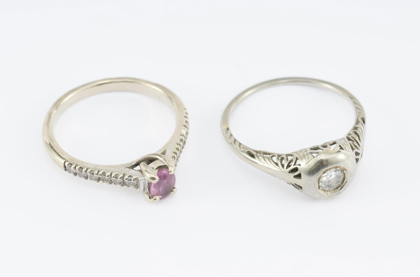 Pair Of 14k White Gold and Diamond Rings (1 of 7)