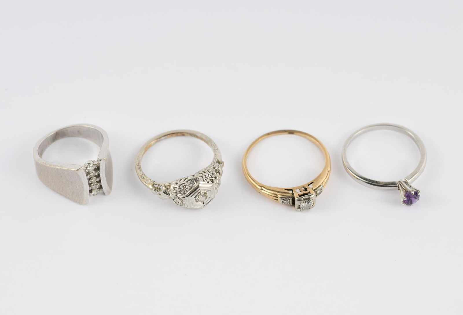 Four 14K Gold And Platinum Rings (1 of 13)