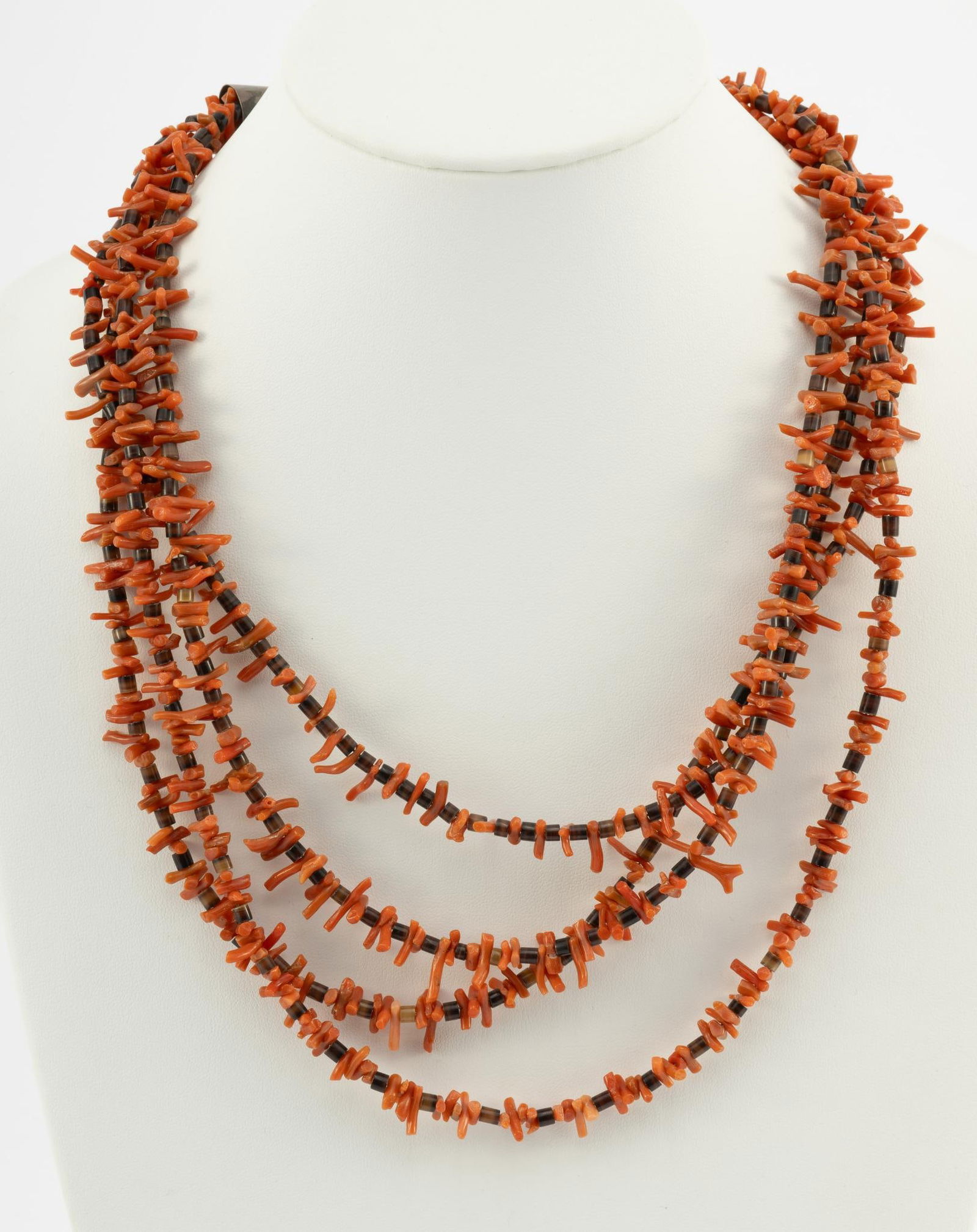 Navajo Four Strand Coral & Tortise Shell Necklace (1 of 3)