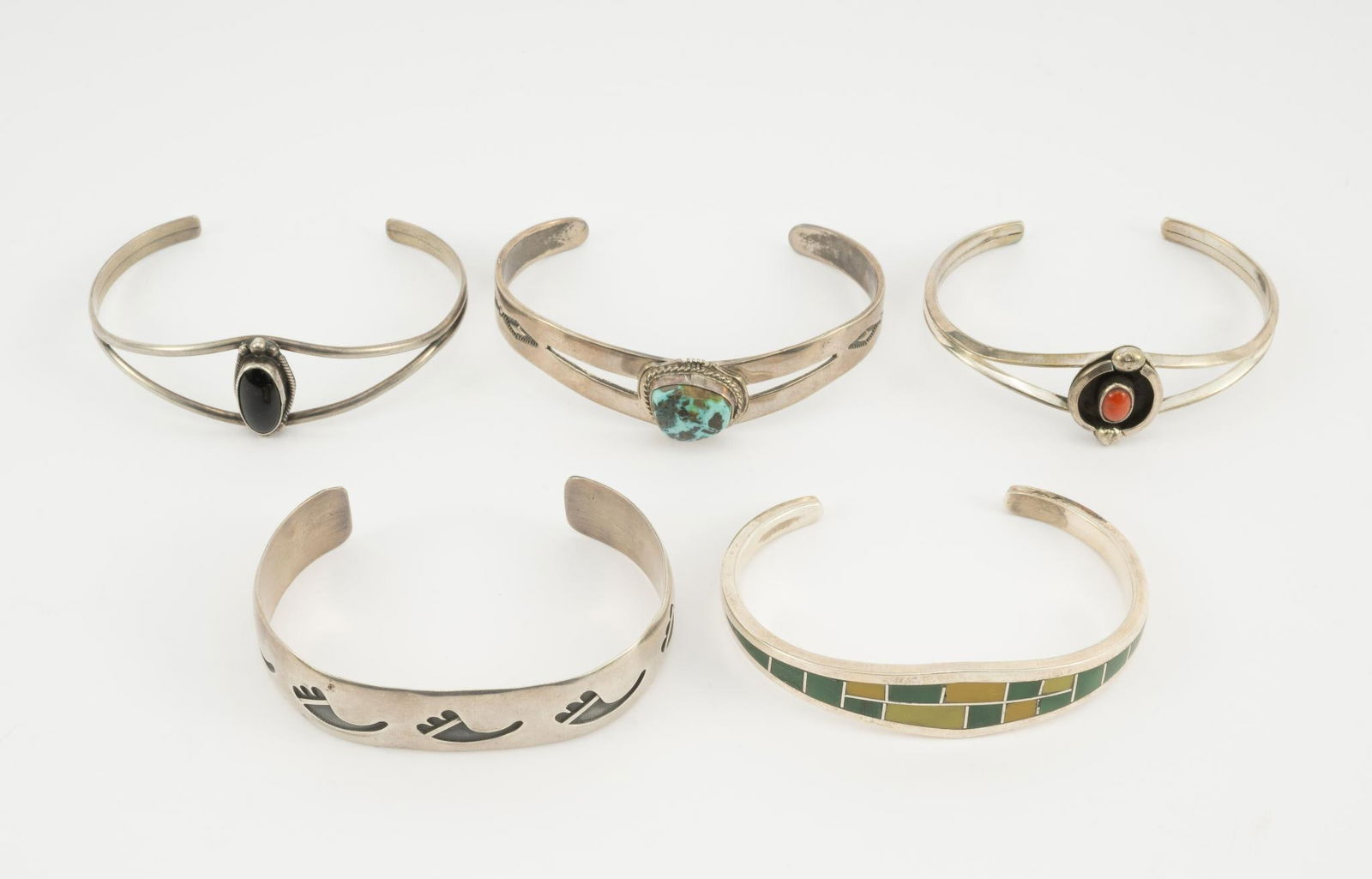 Five Sterling Silver Bracelets Incl. Navajo (1 of 6)