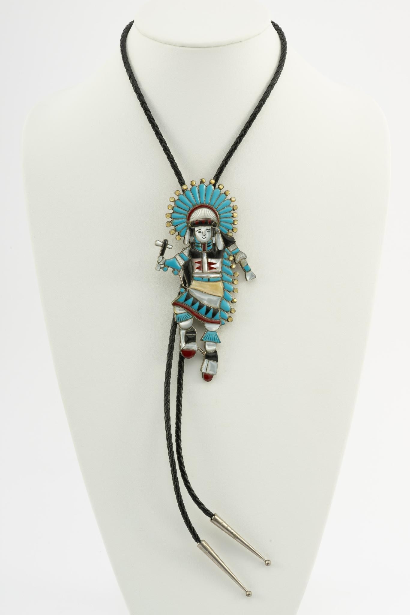 Large Zuni Sterling Silver Bolo Tie Dancer (1 of 2)
