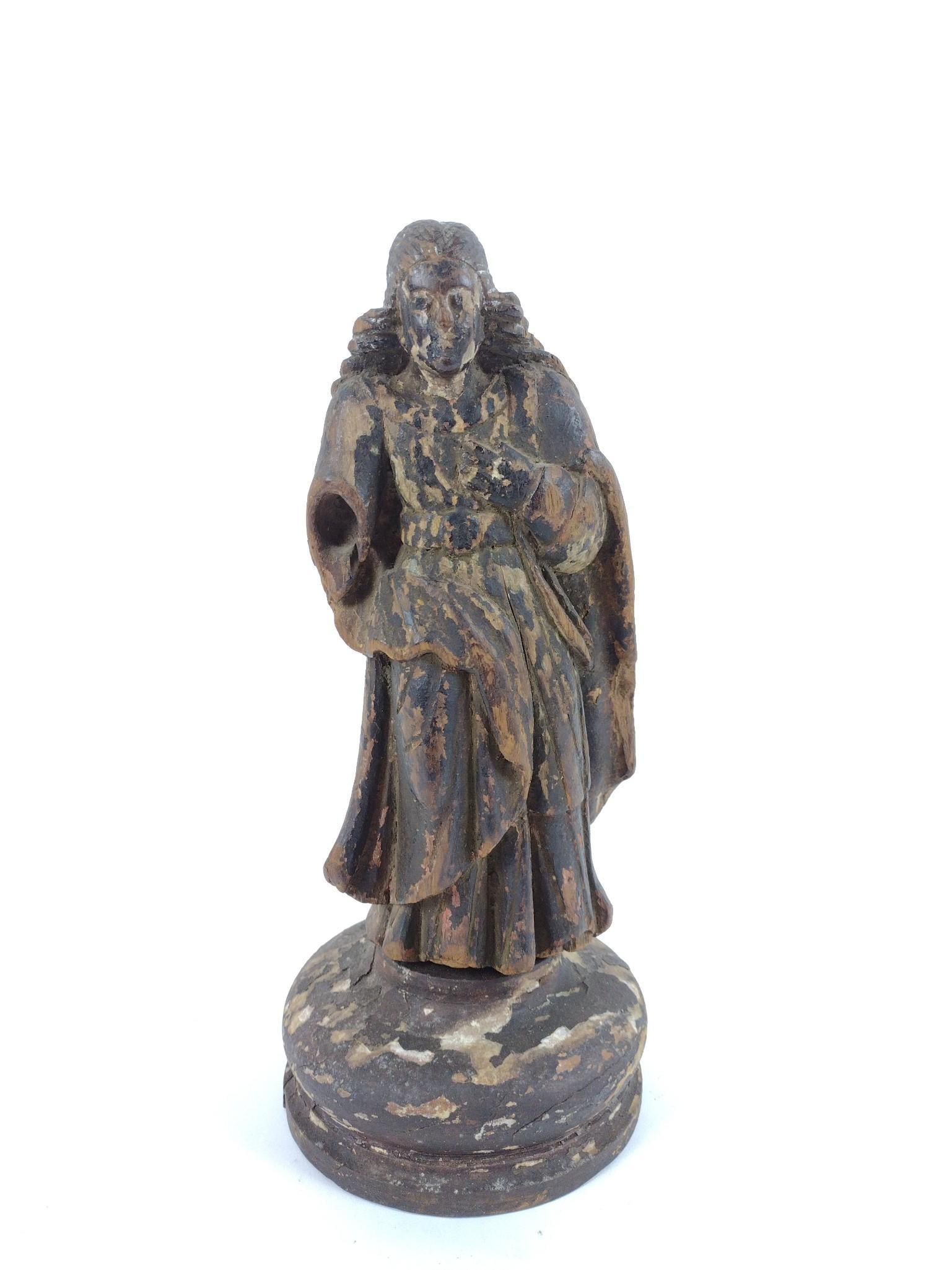 19th C Carved Santos Religious Figurine (1 of 5)