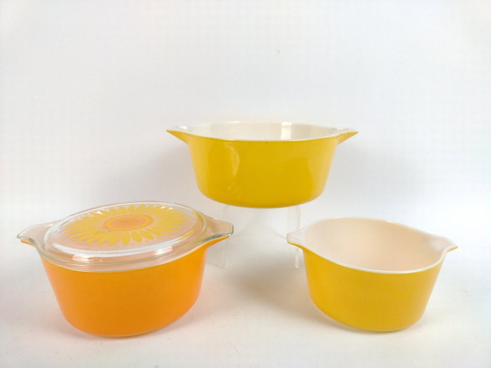 3 Pcs Pyrex incl Sunflower Lid (1 of 6)