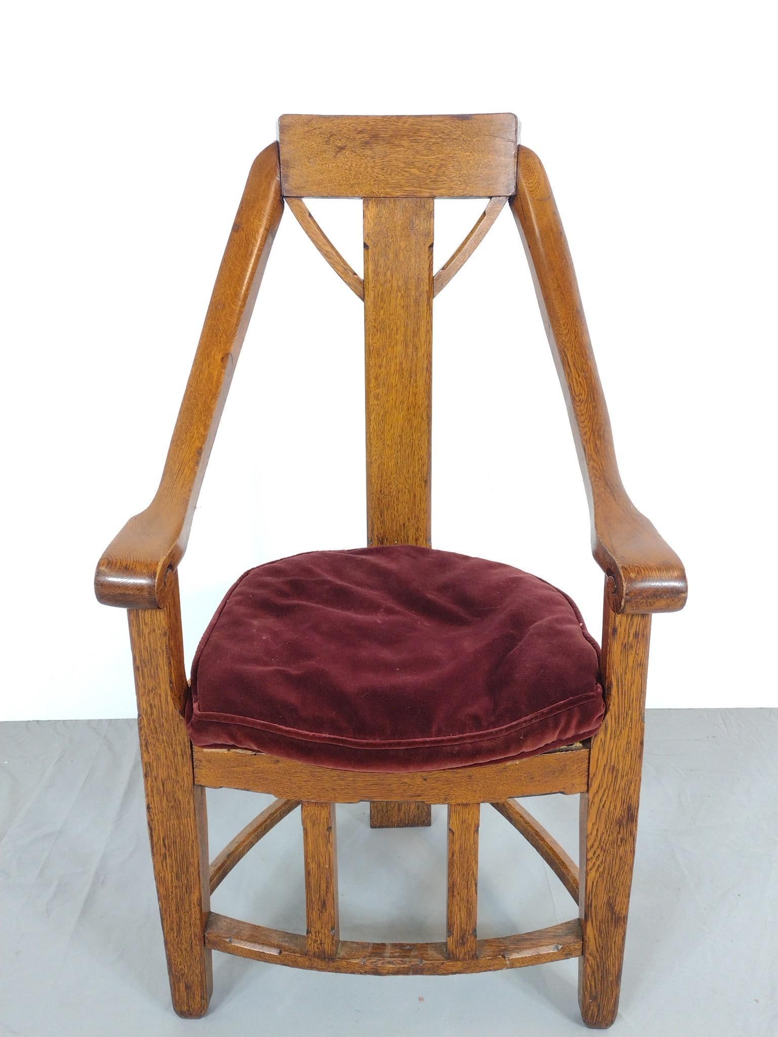 Corner Chair: NOT ELIGIBLE FOR IN-HOUSE SHIPPING. 21" wide X 21" deep X 37-1/2" high. Has some wear.