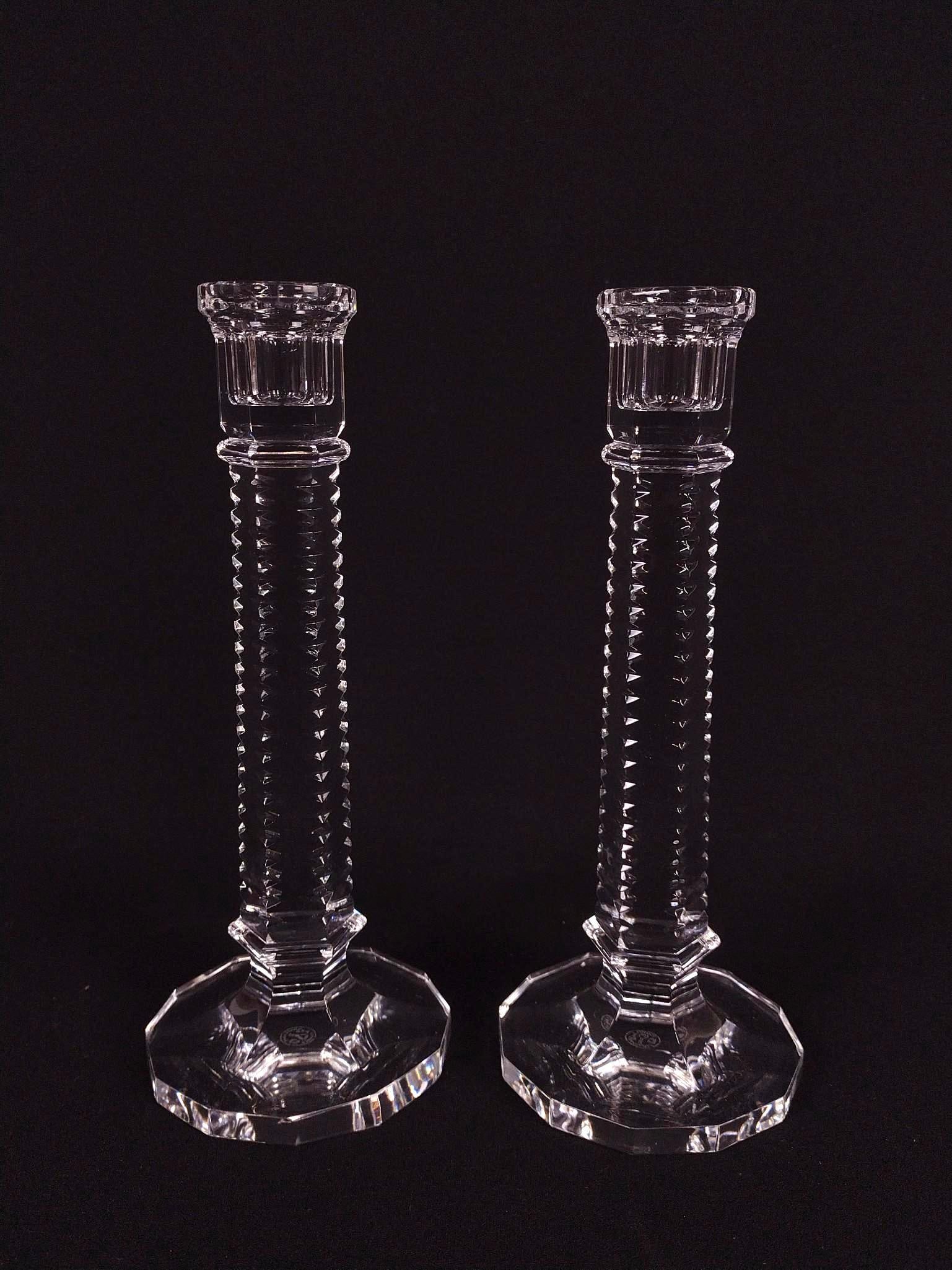 Baccarat Candle Sticks: Each 3" diameter X 8-1/4" high.