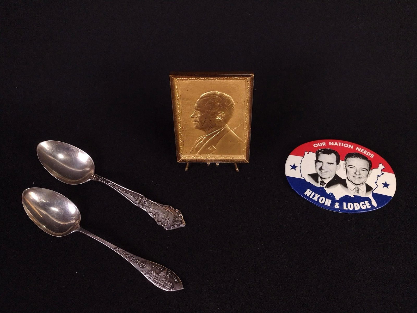 4 Pcs Political Items Incl Nixon Bronze Metal (1 of 8)