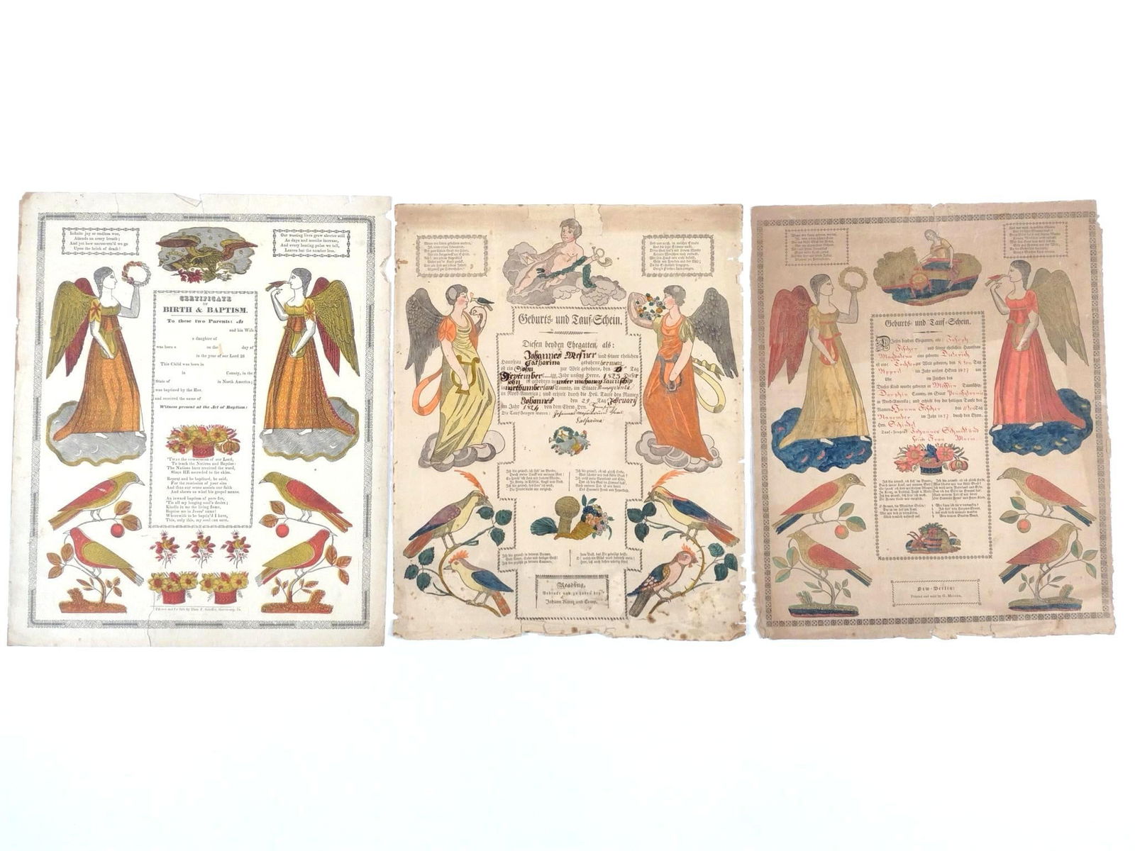 3 - 1820s Fraktur incl Dauphin County, PA (1 of 7)