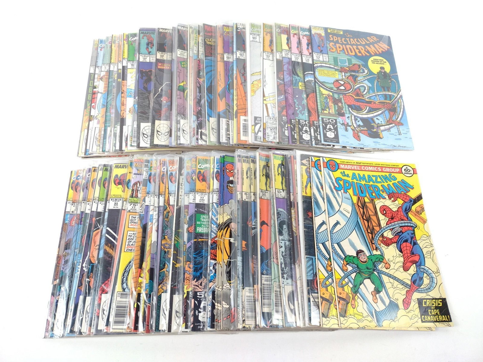 81 Spiderman Comic Books incl Peter Parker: Includes Peter Parker The Spectacular Spiderman, The Spectacular Spiderman, The Webs of Spiderman, and more.