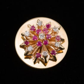 14K Gold, Ruby & Diamond Slide Pendant