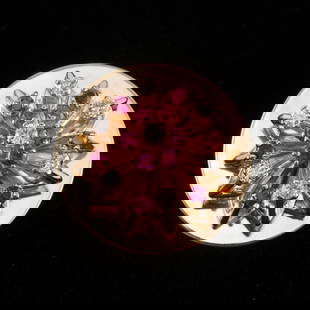 14K Gold, Ruby & Diamond Slide Pendant: DESCRIPTION: 14k yellow gold slide pendant set with twelve round cut rubies and seven round cut diamonds. Approximately .30 CTW diamonds, Clarity SI1, Color H-I. Converted from ring to pendant.