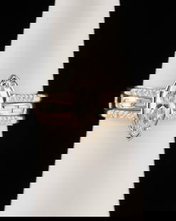 14K Gold & 1.84 CTW Diamond Wedding Set: DESCRIPTION: 14k white and yellow gold wedding set. Engagement ring in yellow gold set with center 1 carat marquise cut diamond and twenty-four .02 carat each diamond accents. Wedding band in white