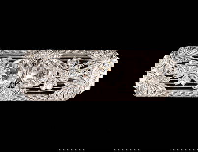Platinum & 2.75 CTW Diamond Brooch: DESCRIPTION: Art deco platinum setting marked 10% Irid Plat. Two Old European cut diamonds including approximately 1.27 carat by formula (7mm x 7mm x 4.25mm) and approximately 1.18 carat by formula