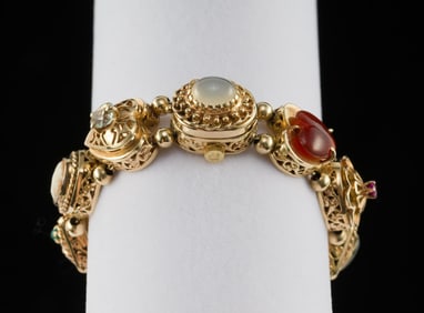 Spritzer & Fuhrmann 14K Gold & Gemstone Omega Watch Bracelet