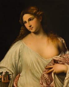 Oil On Canvas Painting Of Flora After Titian (Tiziano Vecellio)