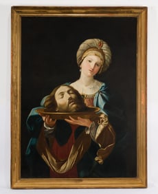 Oil On Canvas Painting Circle Of Guido Reni Salome With The Head Of John The Baptist