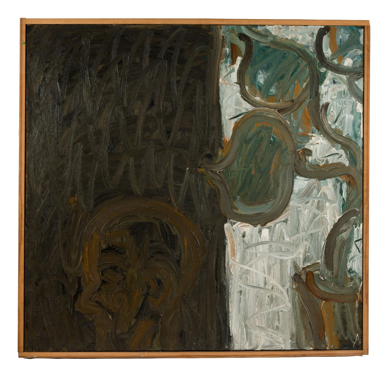 Oil On Canvas Painting Lester Johnson: NOT ELIGIBLE FOR IN-HOUSE SHIPPING. DESCRIPTION: From the collection of Wolf Kahn and Emily Mason. An impasto method oil painting. Painted in 1958. PROVENANCE: Owned by Emily Mason and Wolf Kahn and s