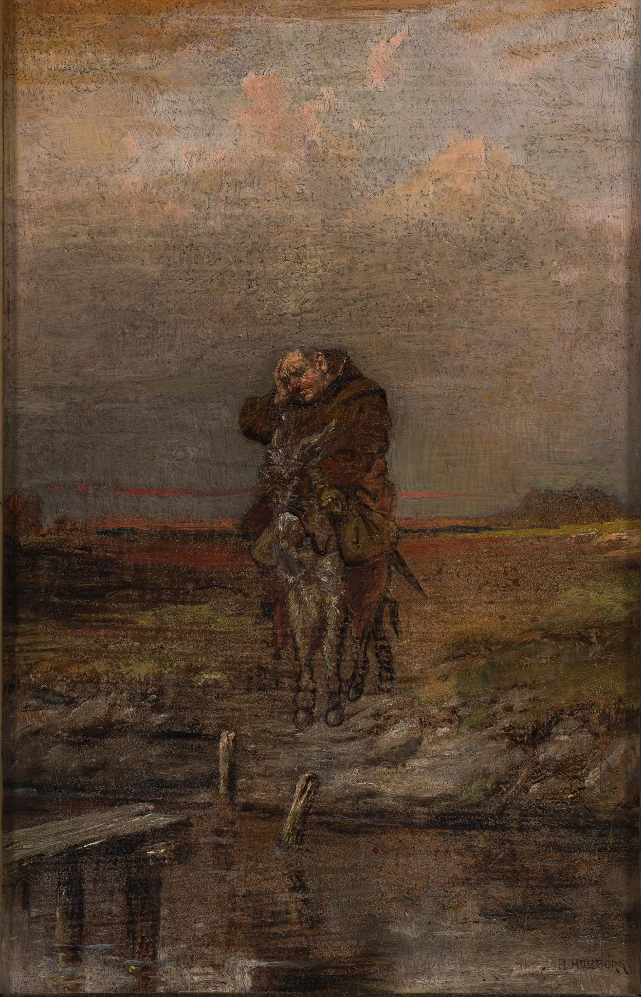 Adolph Humborg Oil on Board: DESCRIPTION: Small painting of a monk traveling by donkey signed A Humborg. Attributed to Adoph Humborg, German, 19th Century, not determined. MEASUREMENTS: 8 1/2" X 5 1/2", 12 1/2" X 15 1/2" framed. 