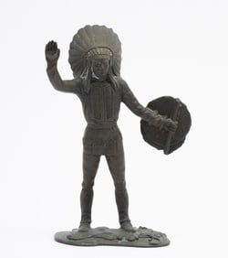 Bronze Stamped Tiffany Studios But Not Tiffany Native American Warrior