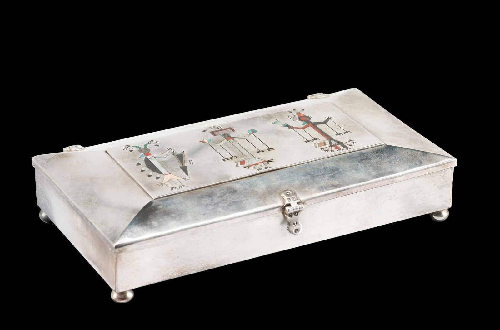 Navajo Sterling Silver Inlaid Box (1 of 3)