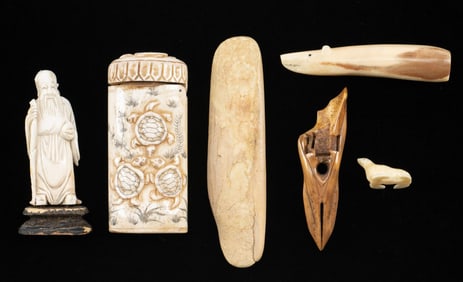 6 Bone Carved Pieces.