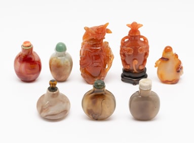 8 Antique Stone Snuff Bottles