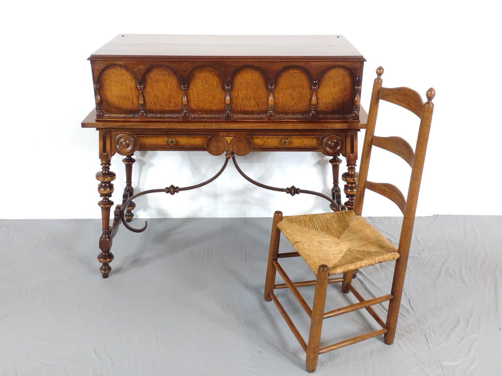 Skandia Furniture Desk & Rush Seated Chair (1 of 10)