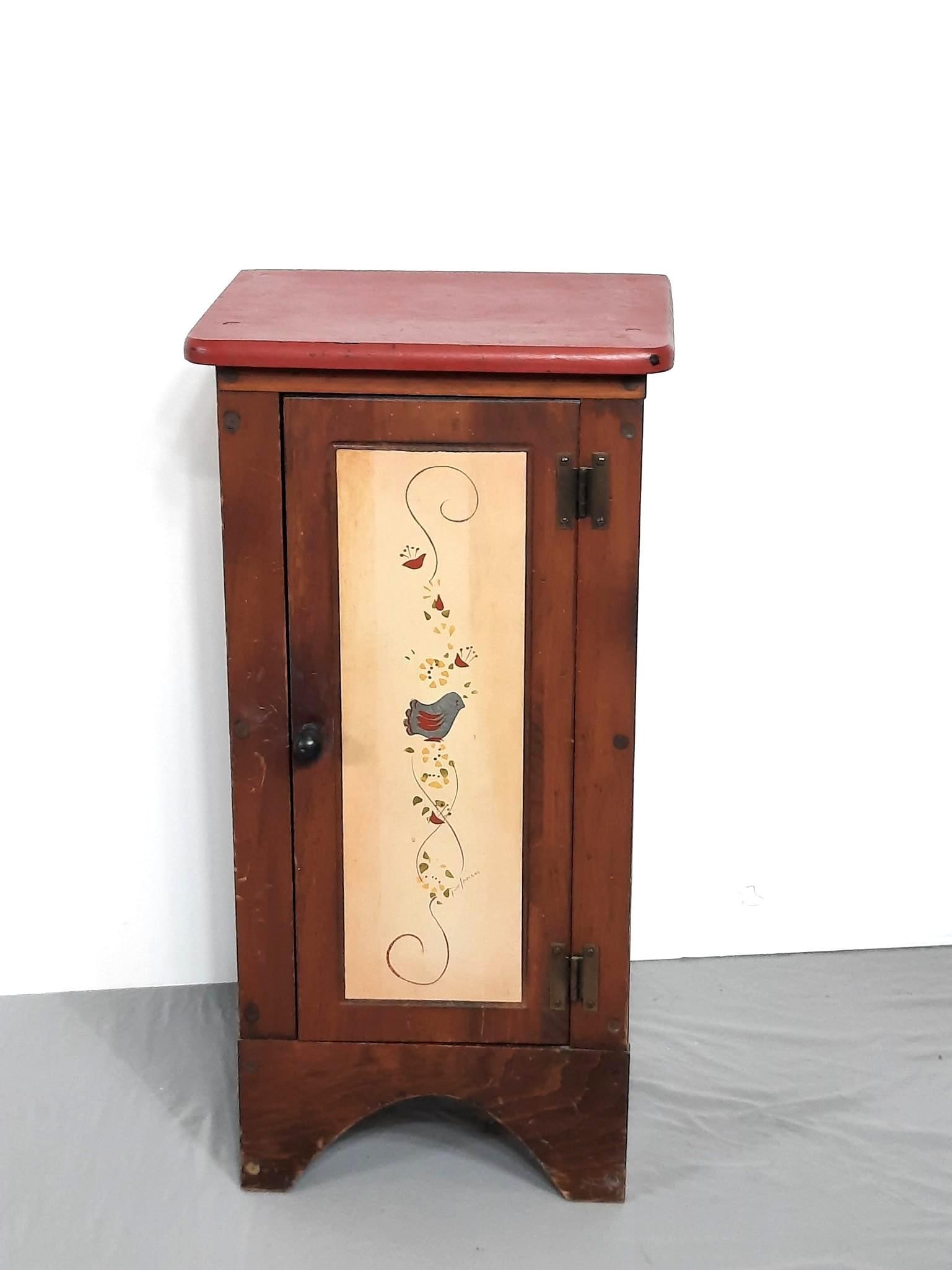 Pat Miller Signed Primitive Bird Painting Cabinet (1 of 3)