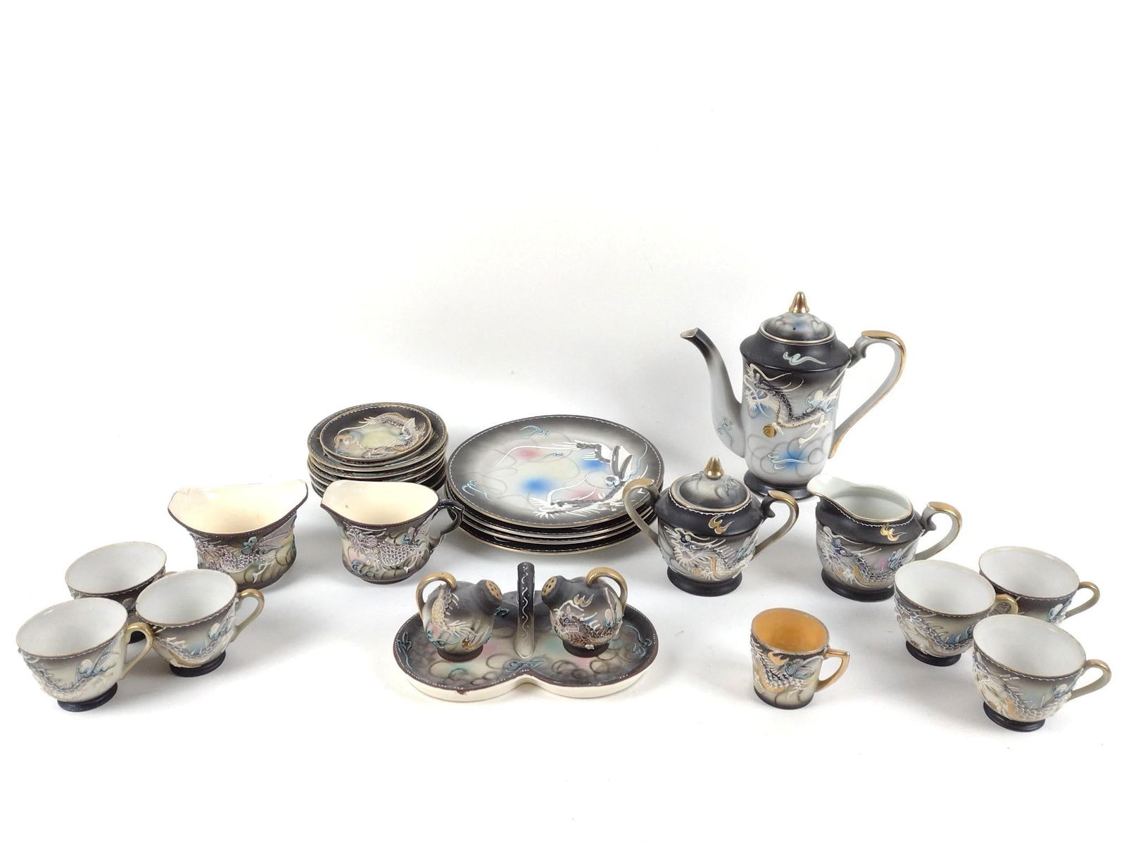 27 Pcs Japanese Tea Set with Dragon (1 of 6)