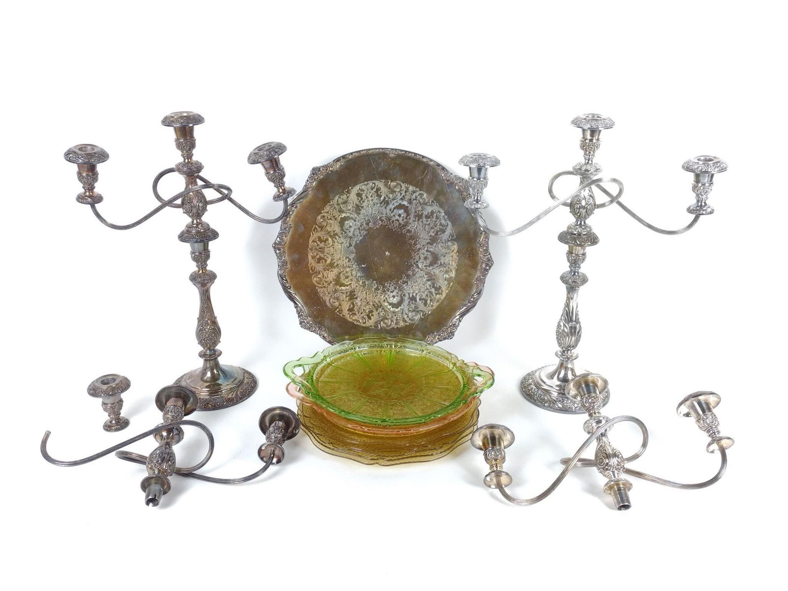 13 Pcs Silverplate and Depression Glass (1 of 6)