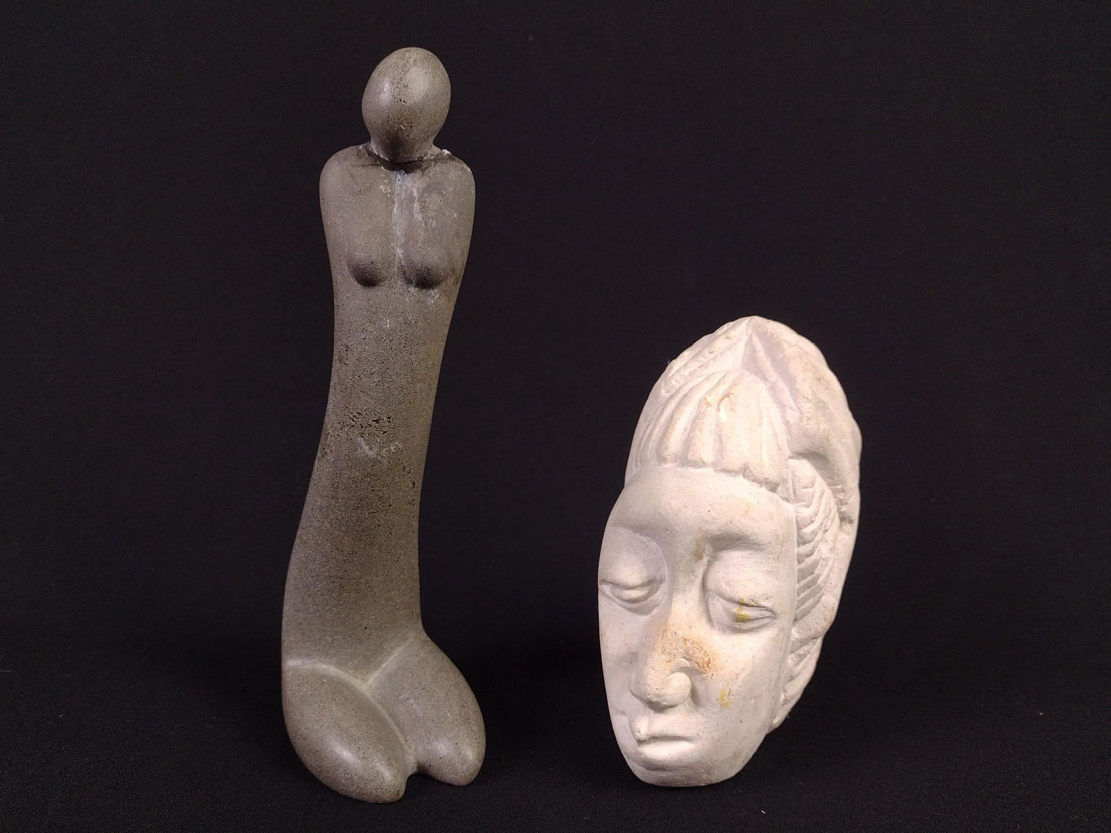 2 Sculptures incl "Minerve" Carved Head (1 of 7)