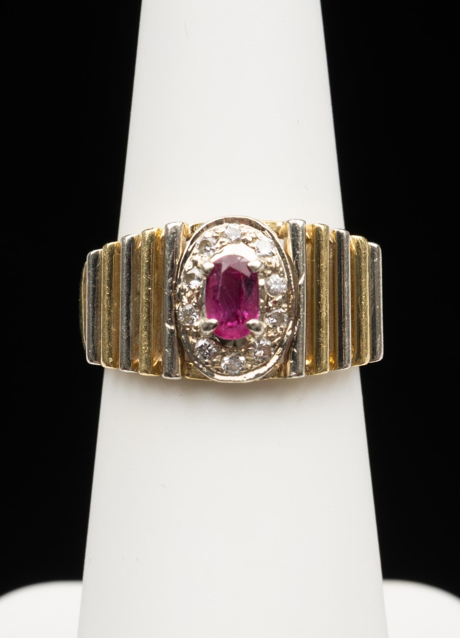 18K Gold, Ruby & Diamond Ring (1 of 4)