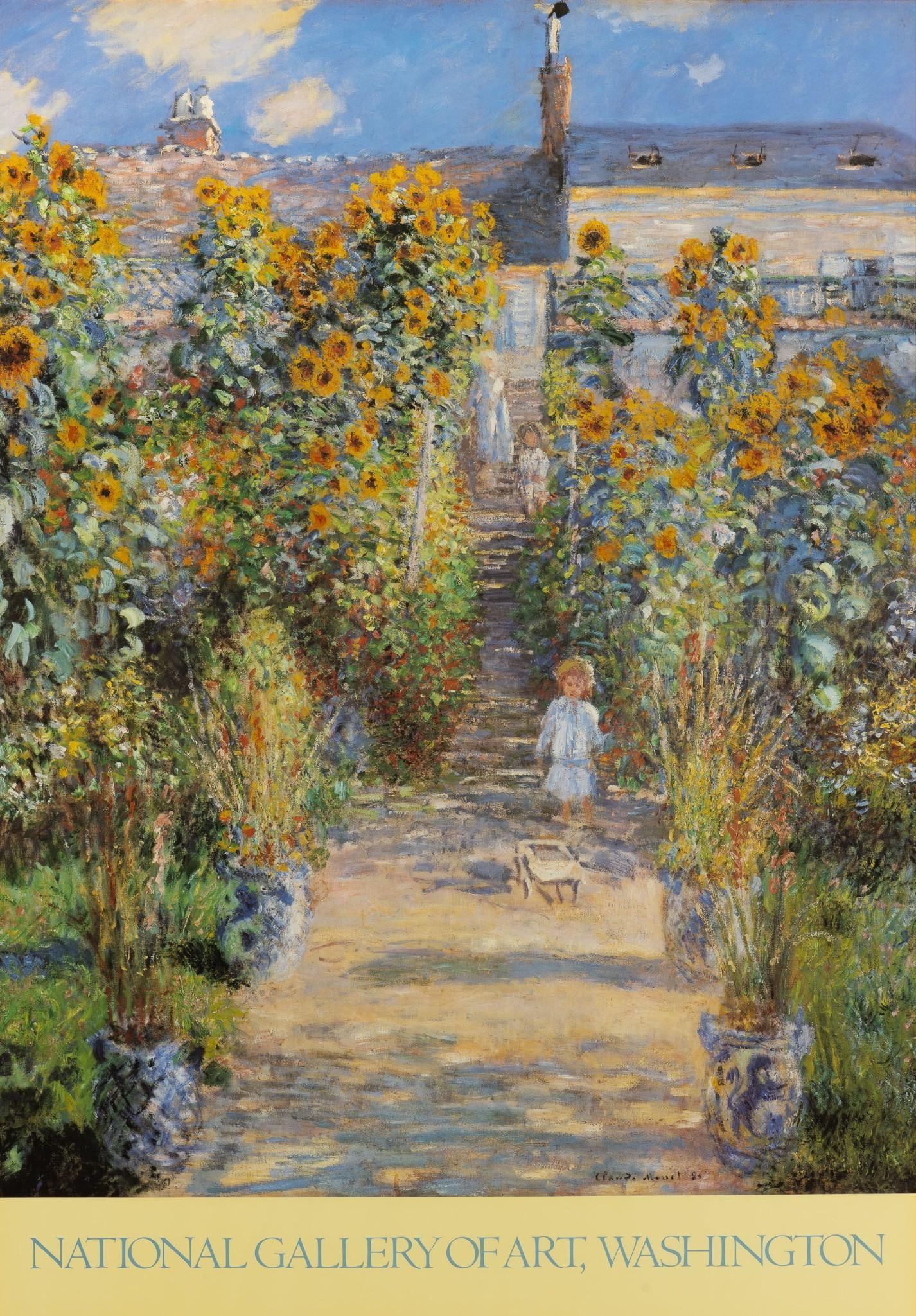 Museum Print Ft. Monet's "Garden at Vétheuil": NOT ELIGIBLE FOR IN-HOUSE SHIPPING. Sight: 39" high x 27" wide. Overall with frame: 42-3/4" high x 21" wide.