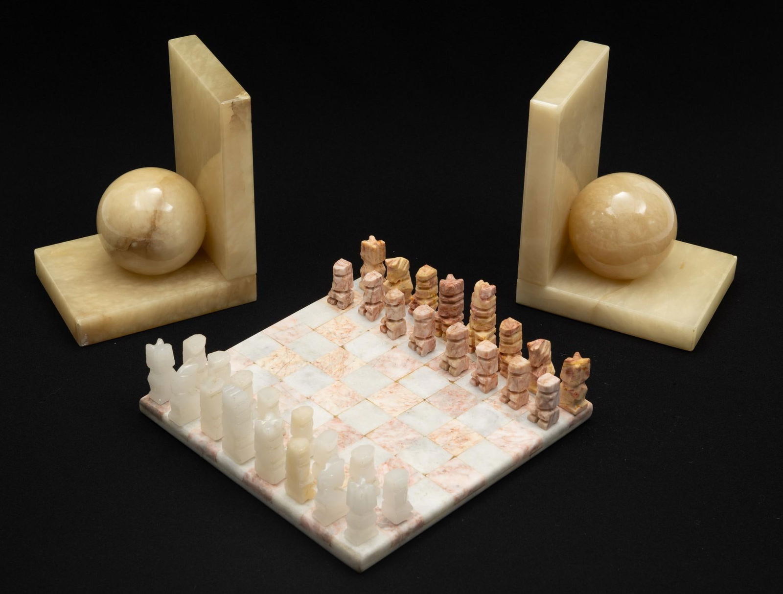 Hardstone Book Ends and Chess Set (1 of 4)