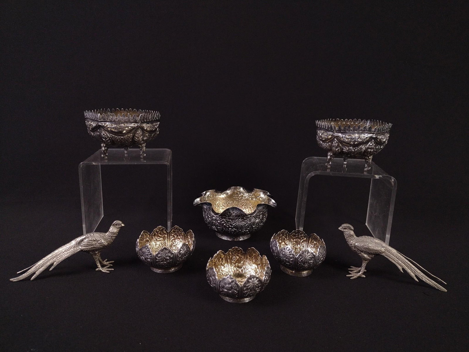 8 Pcs Silverplate incl Pheasants (1 of 6)