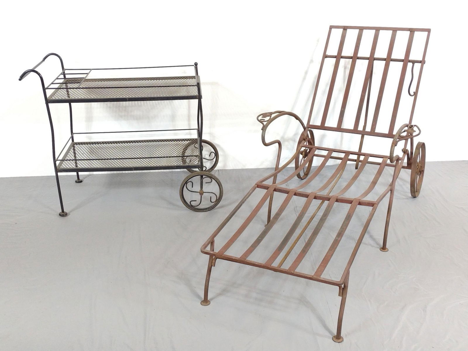 Metal Lounge Chair & Rolling Beverage Cart (1 of 6)