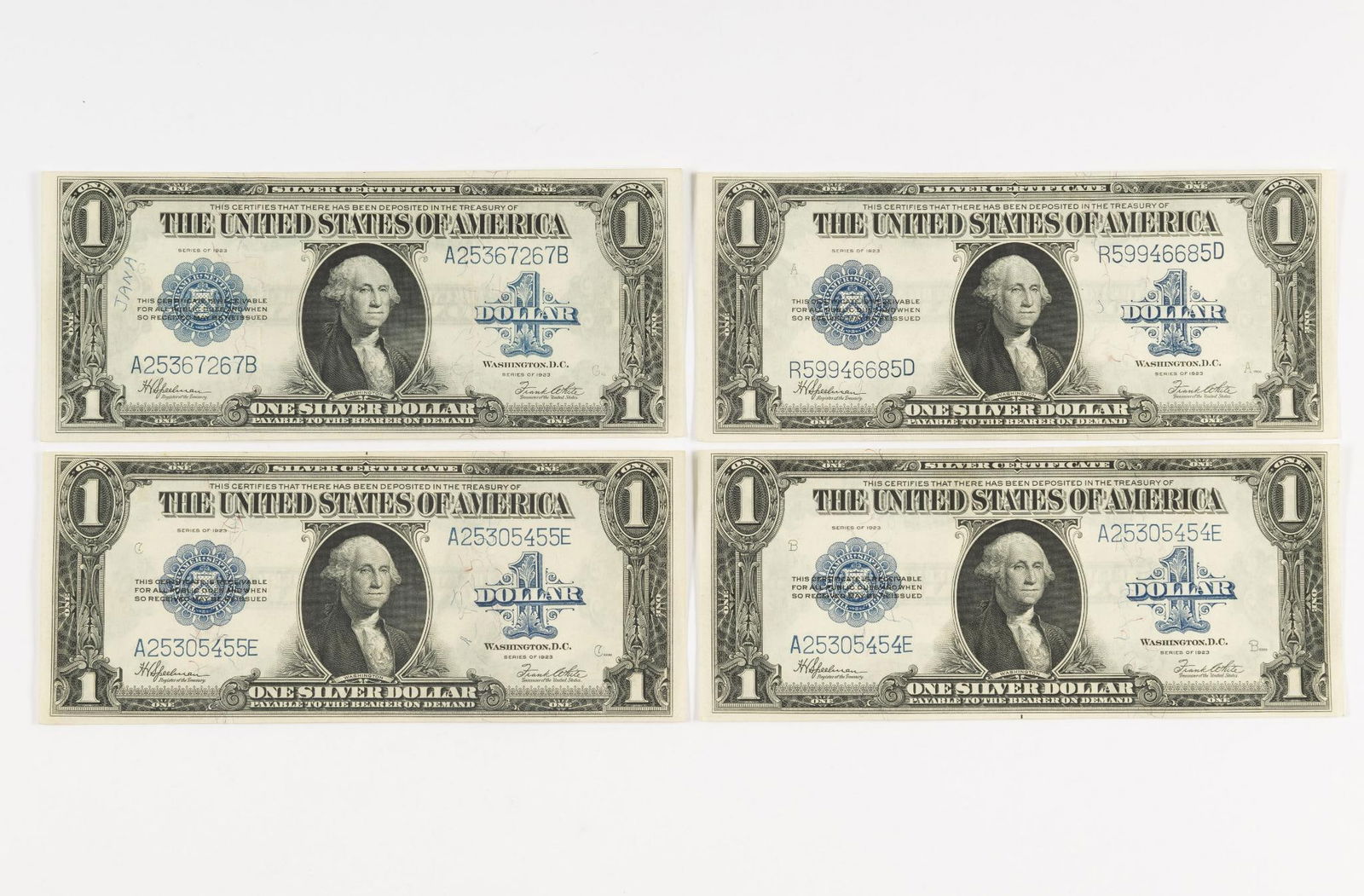 4 1923 $1 Silver Certificates (1 of 2)