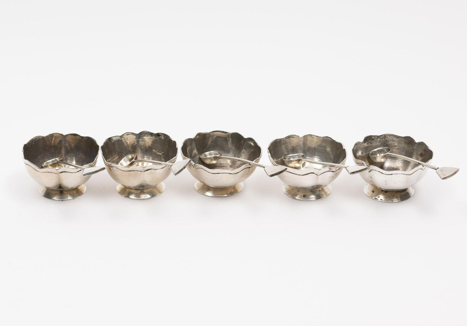5 Mexican Sterling Silver Salt Dishes & Spoons (1 of 5)