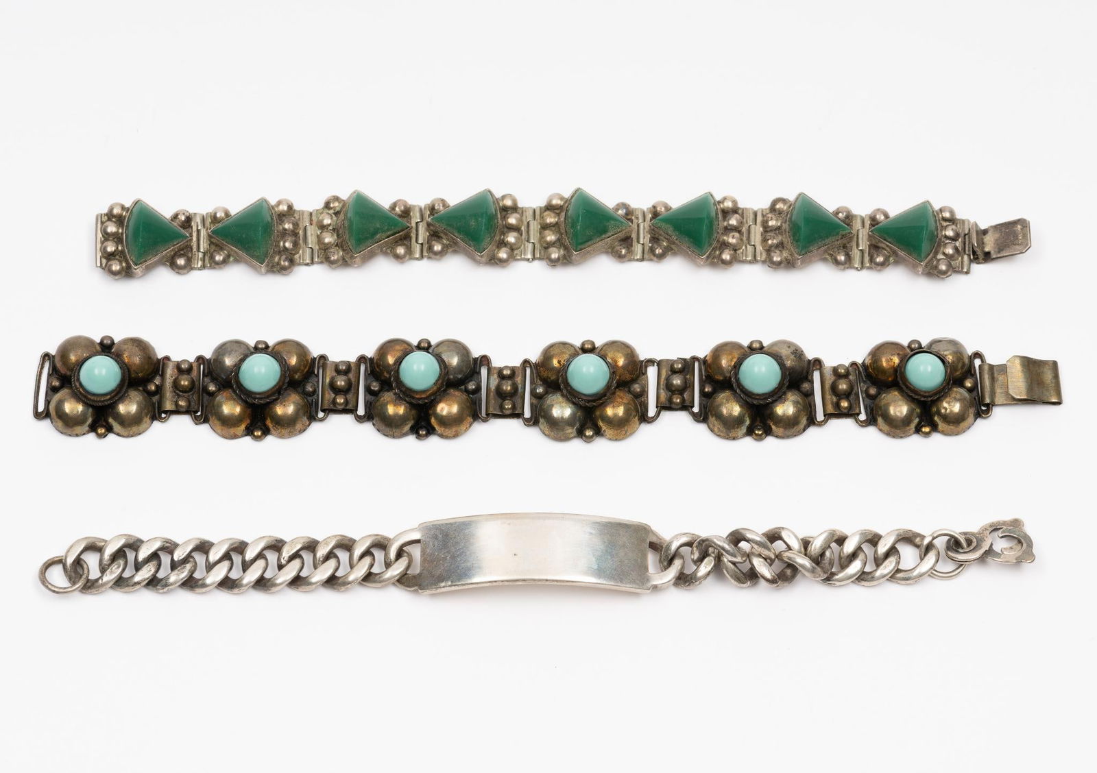 3 Mexican Silver Bracelets (1 of 5)