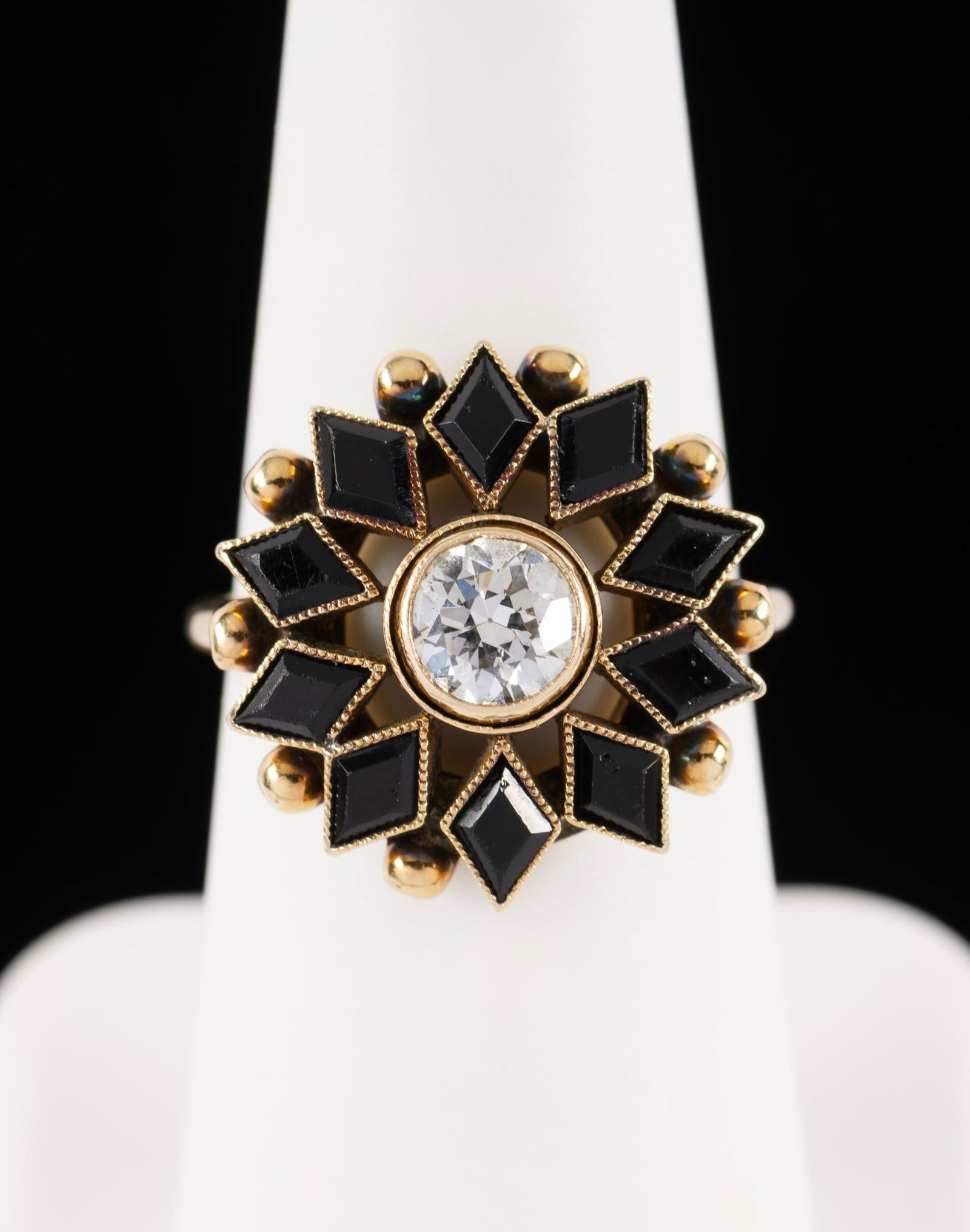Antique 14K Gold, Onyx & Diamond Ring (1 of 3)
