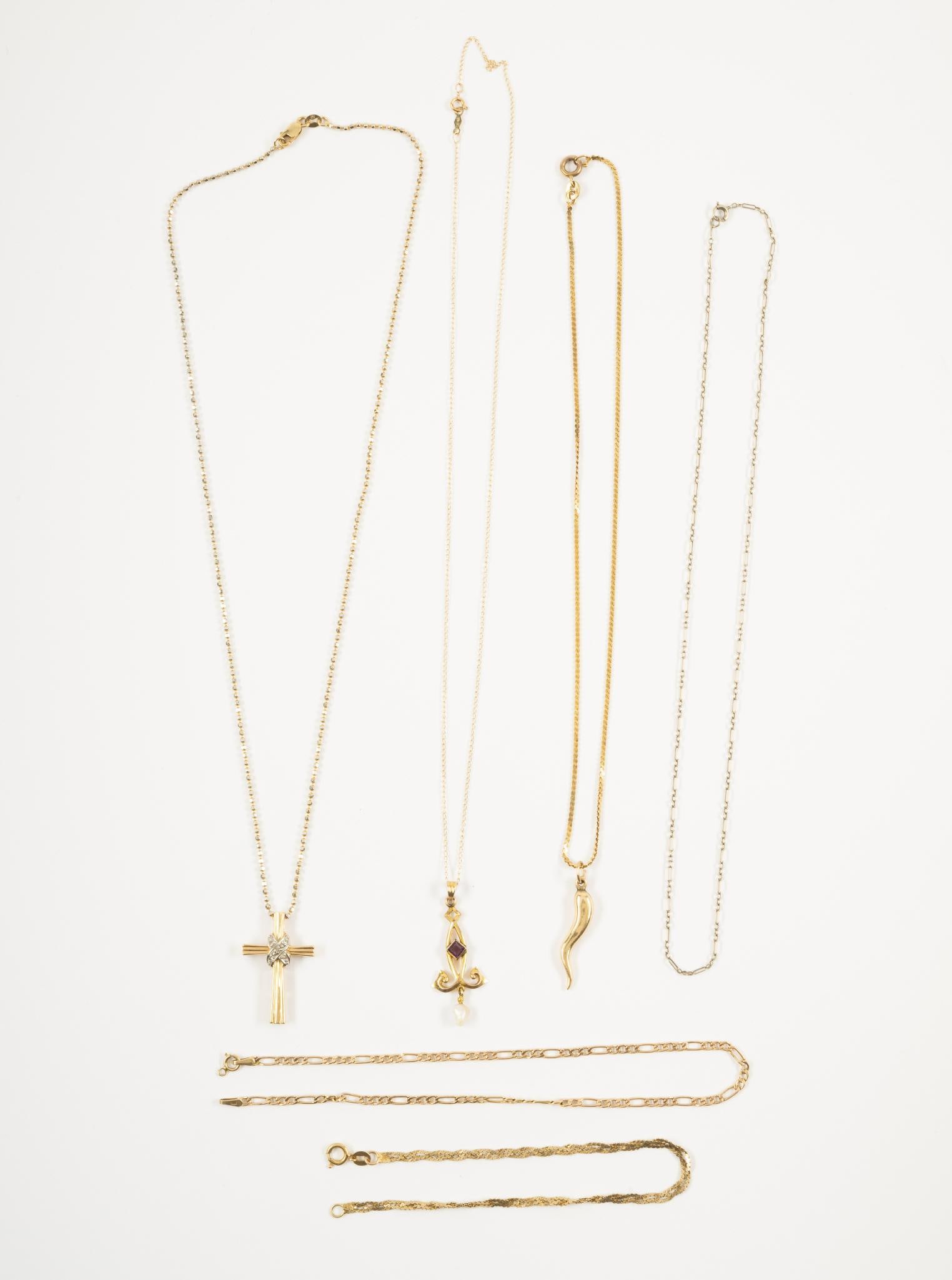 14K Gold Chain Necklaces And A Bracelet (1 of 3)