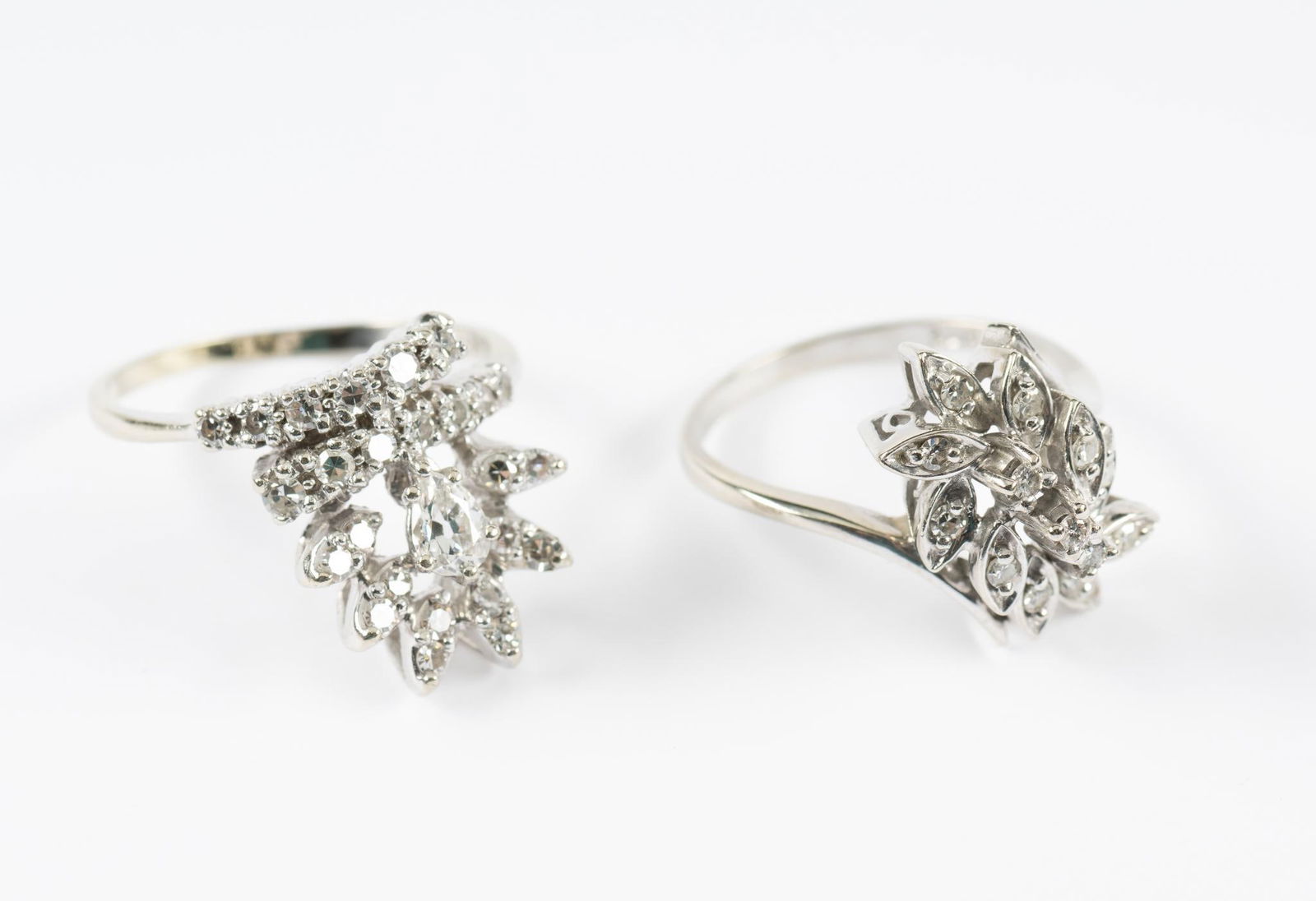 Two 14K White Gold Diamond Cocktail Rings (1 of 7)