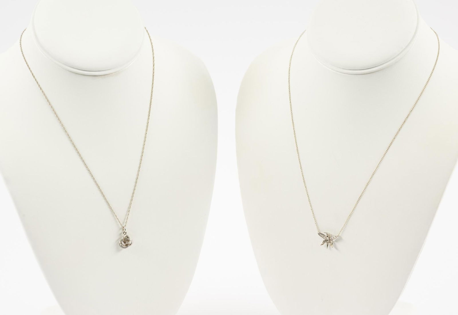 Two 14K White Gold Necklace Chains With Diamond Pendants (1 of 5)