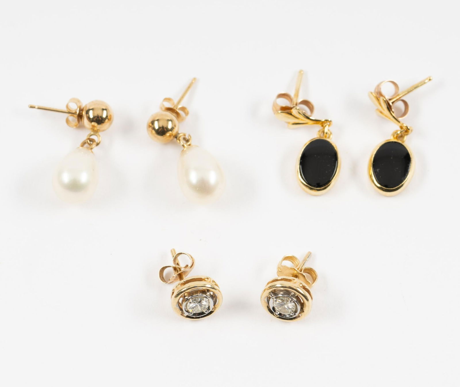 Three Pairs 14K Gold Earrings (1 of 4)