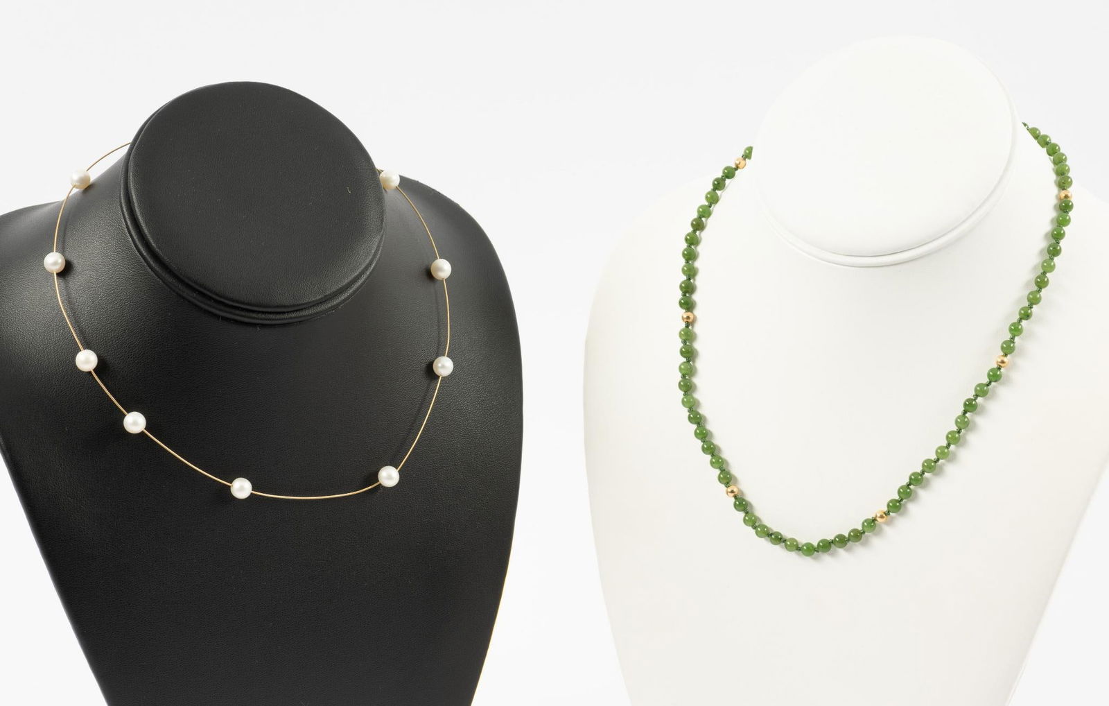 Two 14K Gold Necklaces With Pearls and Jade (1 of 5)