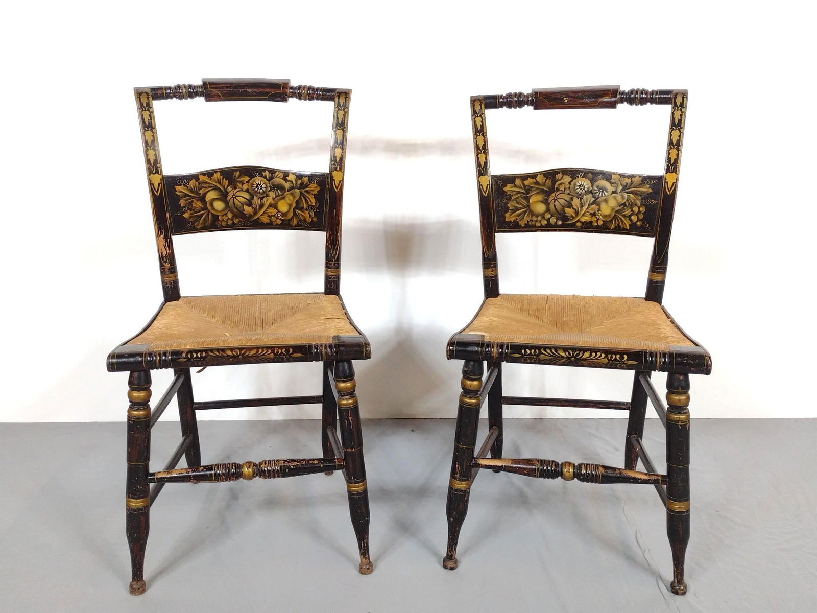 Pair Of Stencil Painted Chairs (1 of 6)