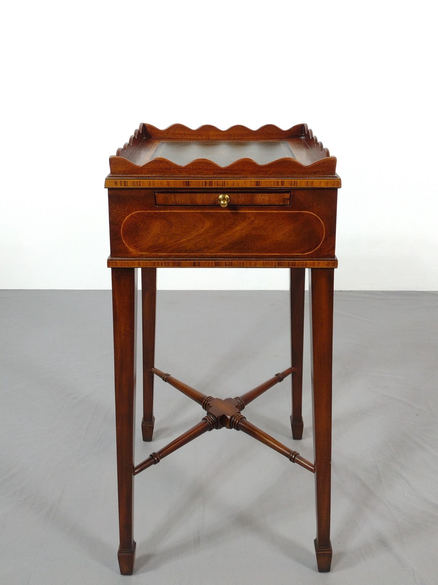 Maitland Smith Leather Top Inlaid Side Table (1 of 4)