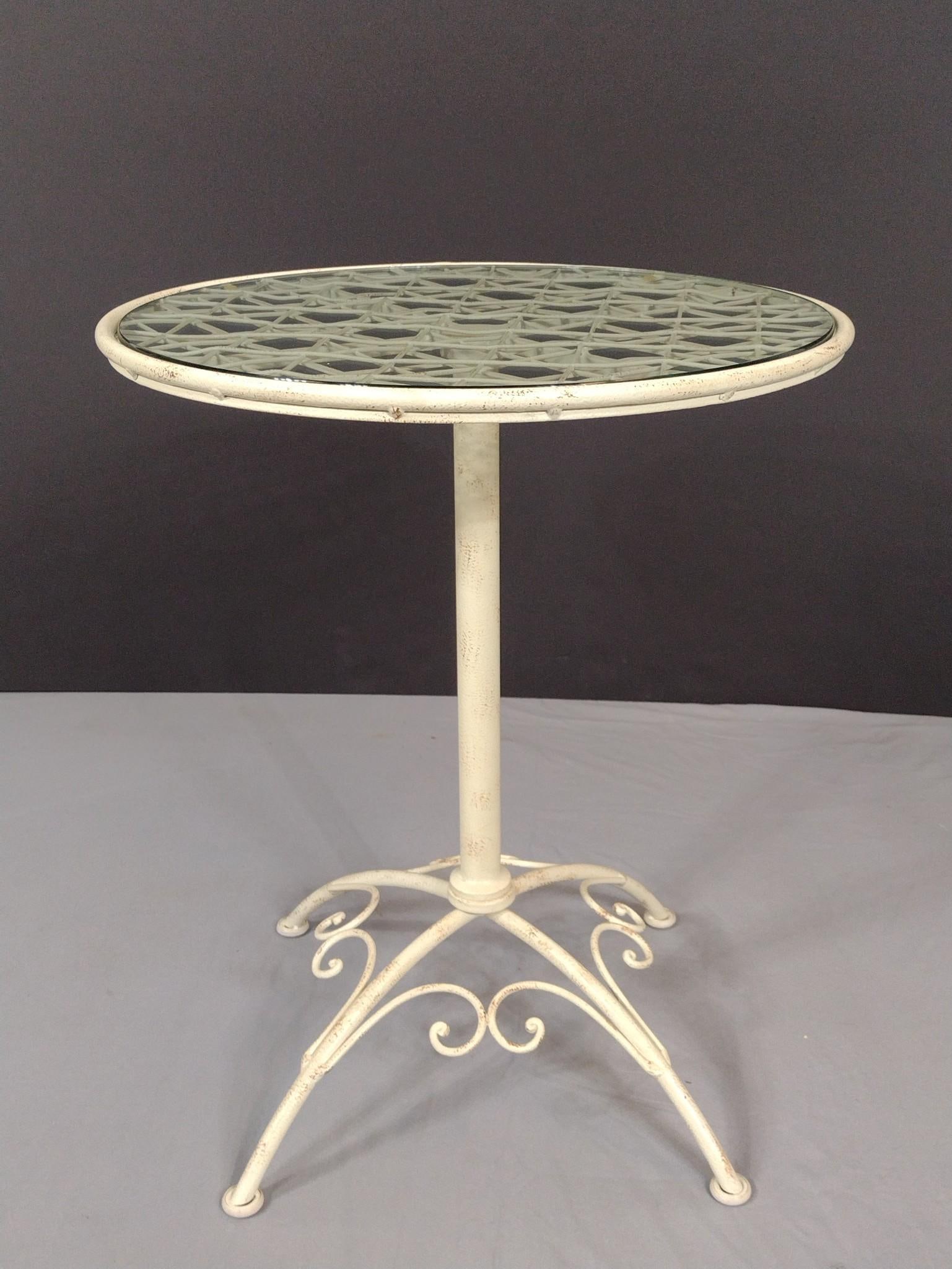Glass Top Round Metal Side Table (1 of 5)