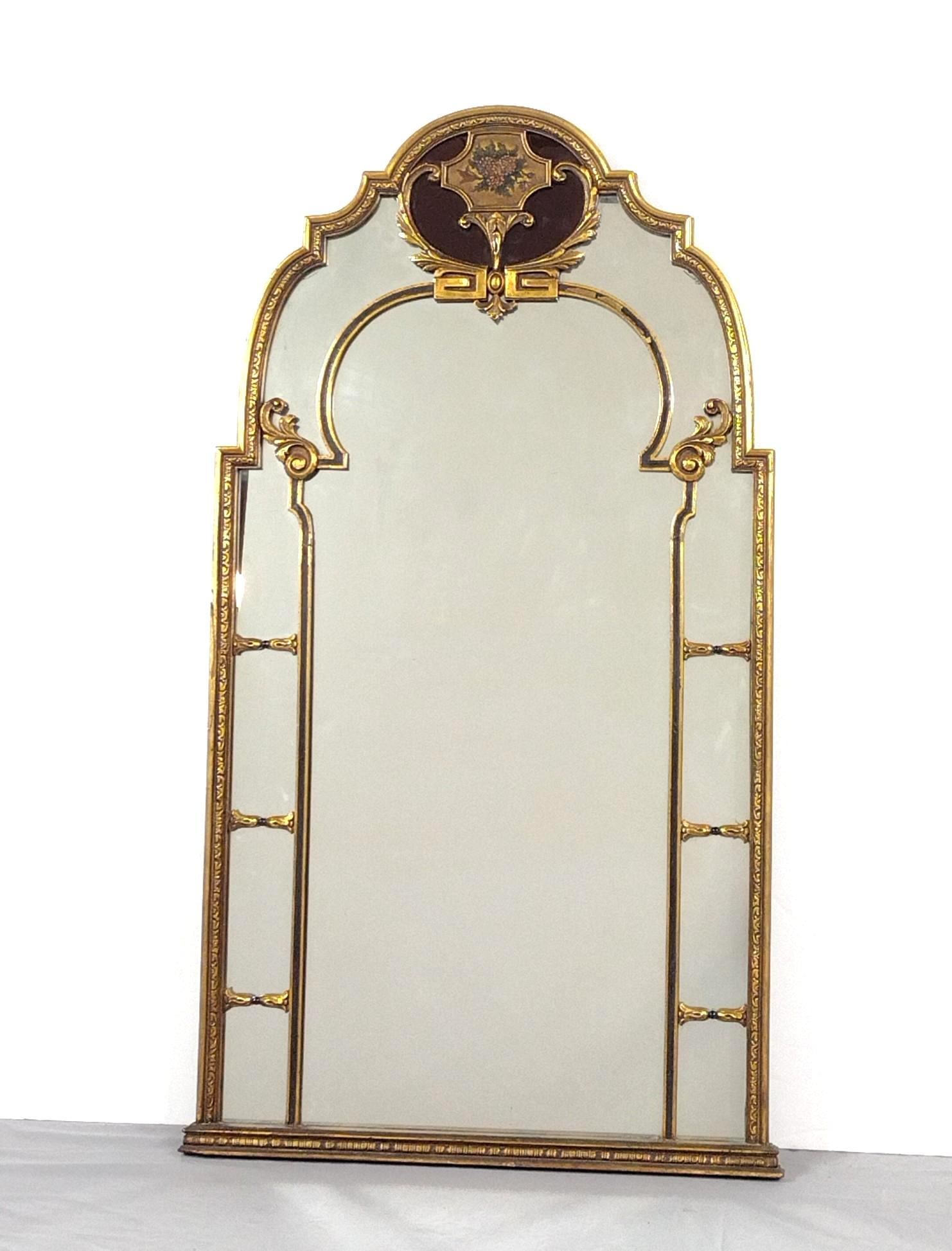 Antique Wall Mirror with Floral Painting (1 of 3)